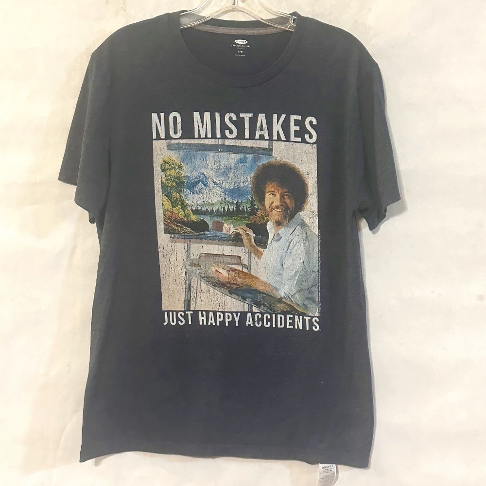 Old Navy Bob Ross Paint Painting Short Sleeve T Shirt Tee